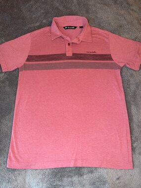 Travis Mathew Pink Heather Stripe Polo